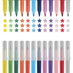 KHY-Ensemble de 12 stylos de couleur d'eau à paillettes, <span class=keywords><strong>feutre</strong></span> non toxique, marqueurs d'art pour enfants - Product Image 1