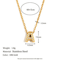 Collier pendentif personnalisé en acier inoxydable avec lettre initiale, zircon pavé et chaîne fine, hypoallergénique