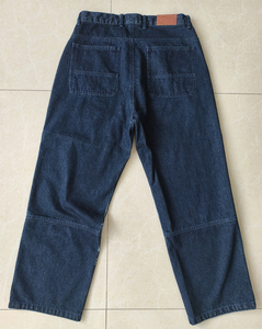 Jean en denim pour homme à double genouillère, coupe large, en denim indigo épais, imprimé graphique, coupe décontractée, style High Street, Archive, personnalisé OEM, délavé à l'acide - Product Image 2
