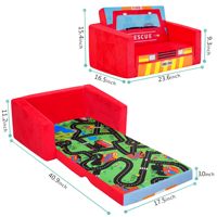 Tender Juguetón OEM Coche rojo en forma de sofá plegable para niños Sofá cama pequeño de espuma para guardería