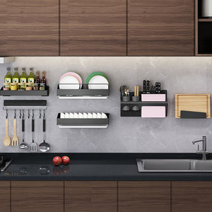 Creative <span class=keywords><strong>Diy</strong></span> Cuisine <span class=keywords><strong>Vaisselle</strong></span> De Stockage Organisateur Démontable Gratuit Poinçonnage Mur De Stockage Rack - Product Image 3