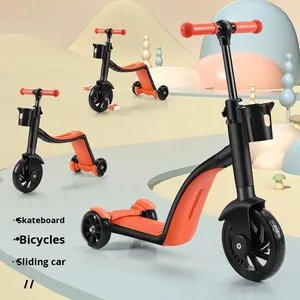 Tre In uno Scooter per bambini pieghevole per bambini e bambine triciclo bici da equilibrio <span class=keywords><strong>bicicletta</strong></span> multifunzionale per età 2-6 all'aperto - Product Image 3