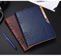 Wenzhou gros A5 cahier d'affaires 100 feuilles couverture en cuir PU épaissi feuilles mobiles imprimé Logo A4 taille bureau cadeau Journal