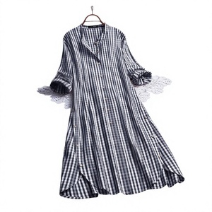 Japanese Single-Style Eid Loose Floor Length Long-Sleeve Modest Solid Floral <b>Mushroom</b> Collar Abaya <b>Dress</b> for Adults - Product Image 2