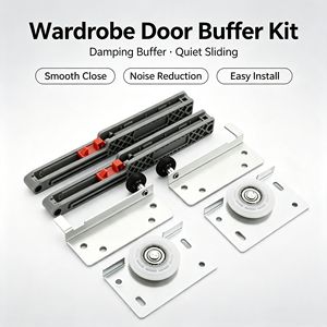 Geen groef verdikte kledingkast schuifdeur soft close demper massief houten kastdeur rail stille push-pull deur schuifbeslag - Product Image 2