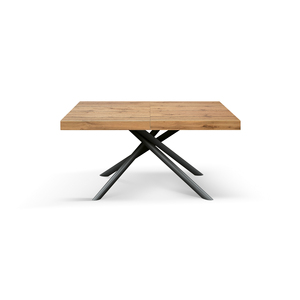 Extendable Rustic Oak <b>Dining</b> <b>Table</b> 160x90 Black Iron Crossed Legs Internal Use - Product Image 1