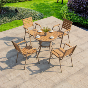 Loisirs extérieur cour plastique bois petites tables rondes et chaises extérieur imperméable à l'eau crème solaire mettre extérieur jardin <span class=keywords><strong>terrasse</strong></span> - Product Image 5