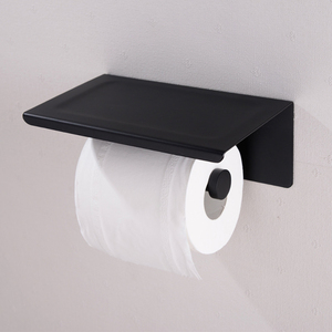 Porte-<span class=keywords><strong>papier</strong></span> hygiénique en acier inoxydable 304, Style Simple, avec étagère, pour la salle de bain à la famille, noir - Product Image 4