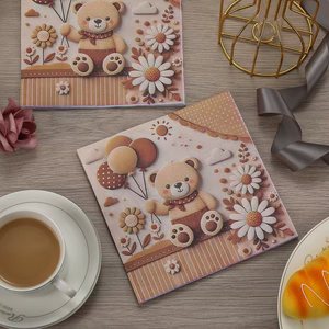 Bear Napkins 330mm Square Printed Cartoon Design For Birthday Party Tableware - Product Image 3