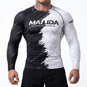 T-shirt de compression à manches longues pour homme, séchage rapide, antibactérien, rashguard BJJ pour entraînement de Jiu-Jitsu sans kimono - Product Image 1