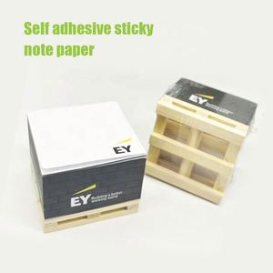 Custom Self-adhesive Square Sticky <b>Notes</b> Memo Pad Cube with Wooden Pallet Customizable Promotional Gift for Office/School/Home - Product Image 5
