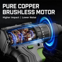 Perceuse-visseuse sans fil 21V Lithium-Ion sans balais à vitesse variable avec mandrin auto-serrant et embouts SDS Plus pour le bricolage et la démolition