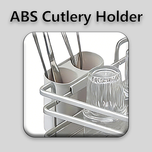 ชั้นวางจานในครัวแบบตั้งพื้น - อเนกประสงค์ ทนทานสูง กันลื่น กันสนิม <span class=keywords><strong>อลู</strong></span><span class=keywords><strong>มิ</strong></span><span class=keywords><strong>เนียม</strong></span>+ABS+PVC พร้อมตะกร้าเก็บช้อนส้อม - Product Image 3