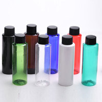 Bouteille vide en PET de 100 ml, transparente, ambrée, blanche, noire, à épaules plates, pour lotion, shampoing ou toner, avec bouchons à vis