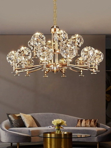 Lampe suspendue décorative ronde blanche PM pour salon, chambre, restaurant, style français moderne de luxe, avec chaîne de perles et feuilles en verre - Product Image 4