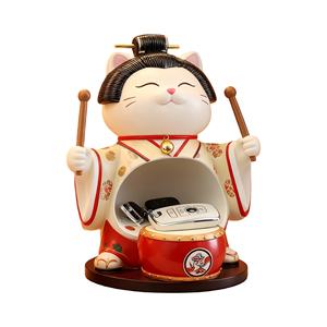 Bol de rangement en forme de chat pour tambour Taiko <span class=keywords><strong>japonais</strong></span>, figurine personnalisée, statue, sculpture pour l'entrée, le bureau, pour organiser clés, pièces de monnaie et bibelots - Product Image 1