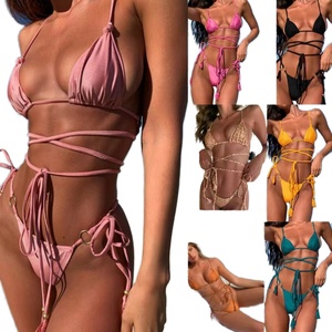 Vente en gros de maillots de bain de nouvelle conception, ensemble bikini deux pièces personnalisé, OEM, maillot de bain uni pour femmes - Product Image 6
