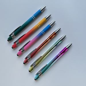 Yeni lazer kazınmış kalem Metal Stylus dokunmatik kalem gökkuşağı degrade renk promosyon hediye tükenmez kalem kore kırtasiye seti - Product Image 3
