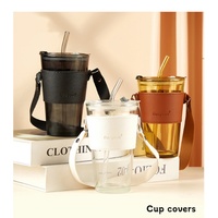 Gobelet en verre de cerf de haute qualité, gobelet à eau d'été, cadeau de célébrité, produit de bien-être, bouteille en verre de 450 ml avec poignée en cuir