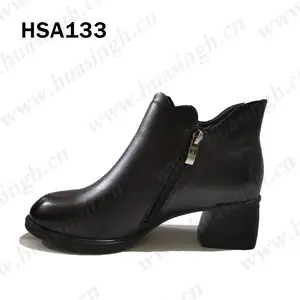 WCY，高品质正式场合脚踝女式宴会礼服鞋全天然牛皮方跟女鞋HSA133