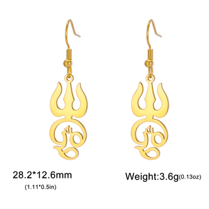 Trident Tamil OM símbolo mujeres pendientes arma de Siva protección amuleto hindú espiritual colgante joyería de acero inoxidable - Product Image 6