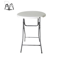 Table de bar bistrot haute et portable d'extérieur de 80 cm de diamètre, pliable en plastique, idéale pour la location à usage général, directement de l'usine