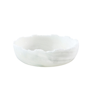 Stonekocc D31x24CM Luxe Naturel Blanc Onyx <span class=keywords><strong>Jade</strong></span> Pierre Marbre Irrégulier Bord Floral Bassin Bol Maison Boutique Jardin Pépinière - Product Image 3