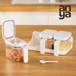 Anya Bán Buôn Thân Thiện Với Môi BPA Miễn Phí Gia Vị Lưu Trữ Bộ Hộp Nhựa Kín Gia Vị Jar Nhà Bếp Hạt Tiêu Muối Lưu Trữ <span class=keywords><strong>Container</strong></span> - Product Image 6