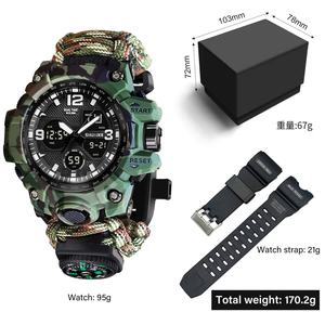 Montre de sport électronique double fuseau horaire pour homme, étanche, tactique, analogique-numérique, avec fonction chronomètre, en résine de luxe pour la survie en extérieur - Product Image 1