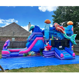 Toboggan aquatique commercial extérieur gonflable avec <span class=keywords><strong>piscine</strong></span>, thème sirène sous-marine - Product Image 1