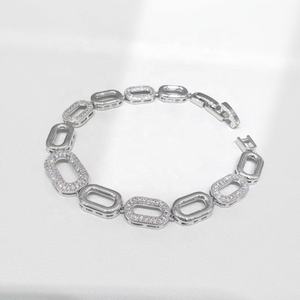 Pulsera personalizada de plata de ley 925 con nudo, joyería fina, estilo hip hop, con circonita cúbica, para mujer. - Product Image 4