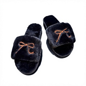 Pantuflas de Casa con Lazo de Piel Sintética, Suela Gruesa Antideslizante, Zapatillas de Interior Afelpadas - Product Image 3