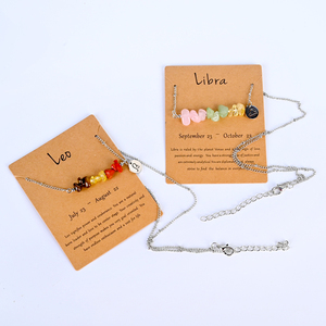 Collar de Piedras Curativas de Cristal Natural al por Mayor con Signos del Zodíaco y Significados en Tarjeta - Product Image 4