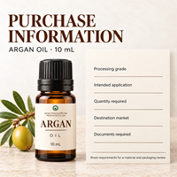 Huile d'Argan Marocaine 100% Pure Pressée à Froid, Extrait Naturel de Graines, Hydratant pour la Peau et les Cheveux, 10 mL