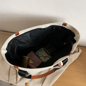 Vải quá khổ nhẹ nhàng người phụ nữ Túi vải với tùy chỉnh in logo Tote Túi màu đen trắng chất lượng cao - Product Image 5