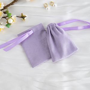 Purple Velvet Jewelry Bag <b>Drawstring</b> Storage <b>Pouch</b> Small Cloth Gift Bag For Wedding Candy Or Jewelry Packaging 7x9cm To 15x20cm - Product Image 4
