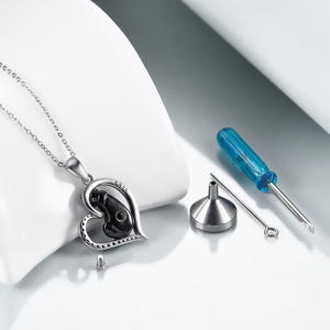 Ashes Keepsake Cremation Jewelry 925 Sterling Silver Black <strong>Cat</strong> <strong>Urn</strong> Pendant Necklace - Product Image 4