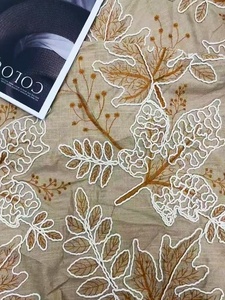 Tissu de luxe en lin et coton brodé de perles et de paillettes bicolores marron <span class=keywords><strong>moutarde</strong></span>, résistant, pour robes, gowns et jupes - Product Image 6