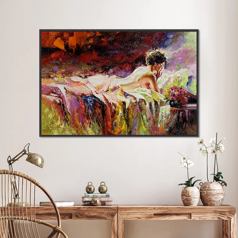 Impression sexy Art mural femme nue toile peinture fille nue photos prêtes à accrocher pour chambre décor à la maison, étiré et cadre