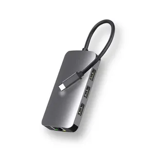 Tốc Độ Cao <span class=keywords><strong>USB</strong></span>-C Docking Station Với <span class=keywords><strong>100</strong></span> Megabit Mạng Hub <span class=keywords><strong>USB</strong></span> 3.0 SD TF Card Reader <span class=keywords><strong>Adapter</strong></span> 4K Cho HDMI <span class=keywords><strong>Adapter</strong></span> - Product Image 1