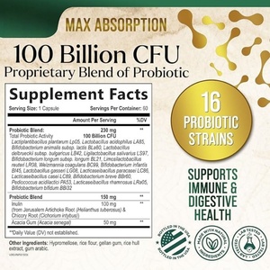 Beste Verkoop Probiotica Capsule Prebiotische Vezelpoeder Bevorderen Spijsvertering-100 Miljard Kolonie-Eenheden, 16 Probiotische Stammen - Product Image 5