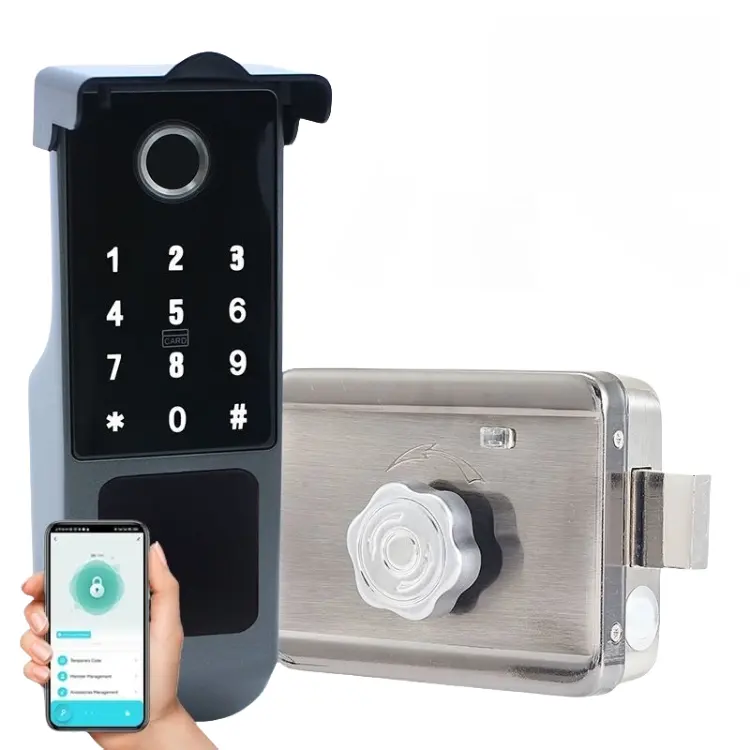 4 Aa Afstandsbediening Waterdichte Tuya Wifi Vingerafdruk Smart Lock Met Em Lock Voor Appartement Voordeur