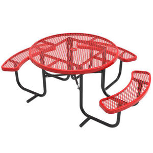 Mesa de Comedor Redonda de <span class=keywords><strong>Metal</strong></span> Moderna para Exteriores con Orificio para Sombrilla, Mesa de Café, Cerveza y Picnic para Restaurante, Hotel, Patio - Product Image 4