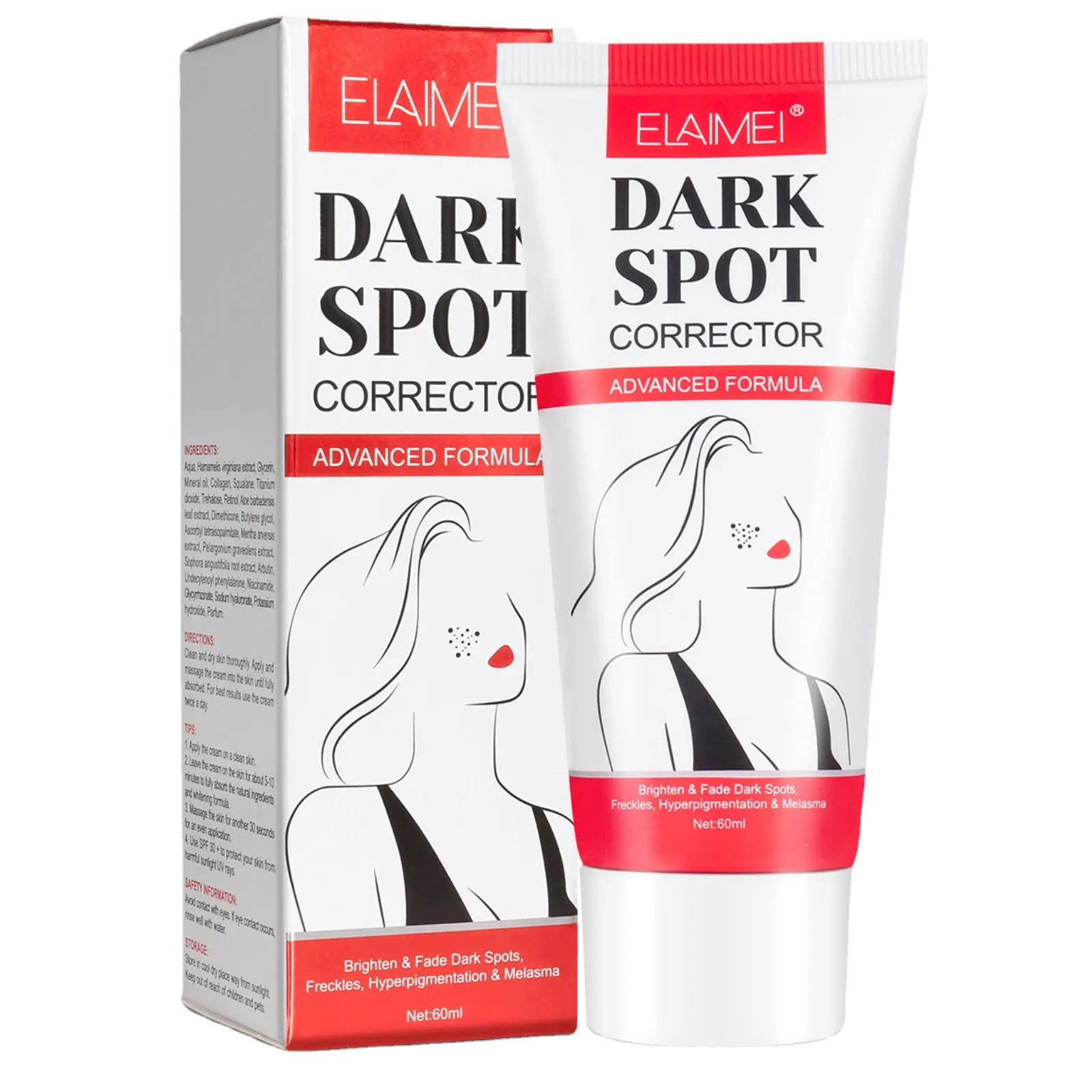 Elaimei Huid Gezicht Verhelderende Smet Dark Spot Corrector Behandeling Crème 60Ml