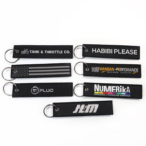 Usine personnalisée Western Logo Jet Tags porte-clés accessoire personnalisé Souvenir tissu tissé porte-clés - Product Image 3