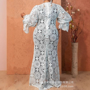 Nuovo Abito Lungo da Donna <span class=keywords><strong>Taglie</strong></span> <span class=keywords><strong>Forti</strong></span> con Maniche a Petalo in Pizzo, Elegante per il Lavoro - Product Image 5