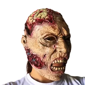 Kostum Halloween Topeng Halloween Zombie Menakutkan Silikon Pesta Dewasa Realistis Khusus
