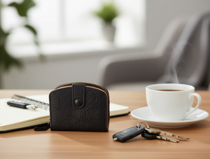 Women's <b>Card</b> <b>Holder</b> <b>Wallet</b> 4 Inch PU Leather Zipper Closure Minimalist Style - Product Image 2