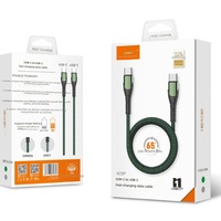 Câble de données USB-C vers USB-C en nylon tressé, charge super rapide 65W, 2 mètres