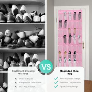 Organizador de zapatos para colgar sobre la puerta, 35 bolsillos, malla transpirable, almacenamiento colgante para zapatos con 4 ganchos metálicos para montaje en la pared detrás de la puerta - Product Image 4